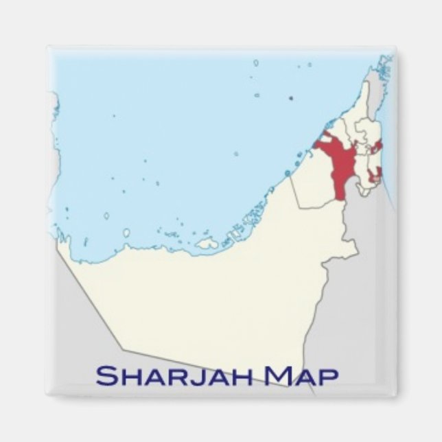 Íman zAE017 MAP of SHARJAH, UAE, Asia, Fridge (Frente)