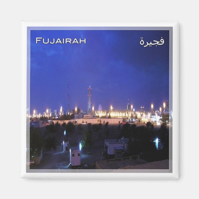Íman zAE036 FUJAIRAH uma vista à noite, EAU, Ásia, Frid (Frente)