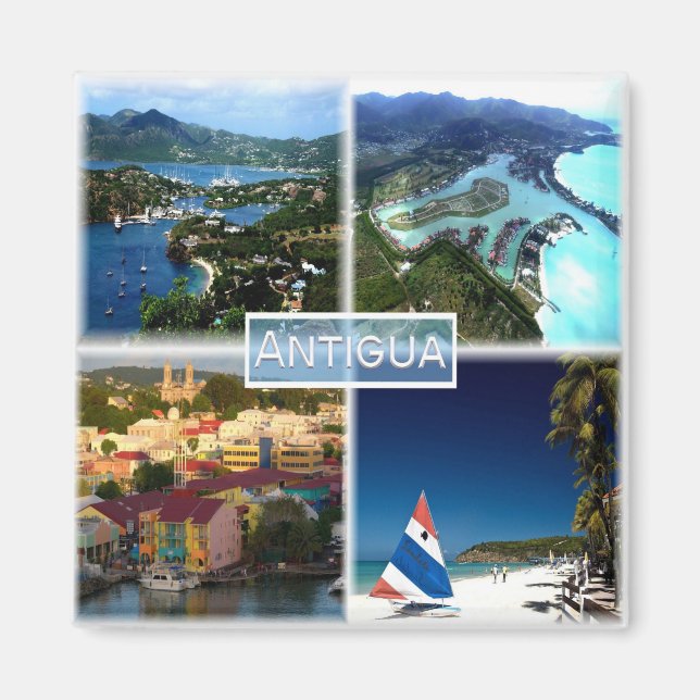 Íman zAG002 ANTIGUA, Mosaico, América, frigorífico (Frente)