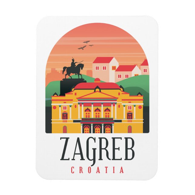 Íman Zagreb Croácia Cityscape Vintage Foto (Vertical)