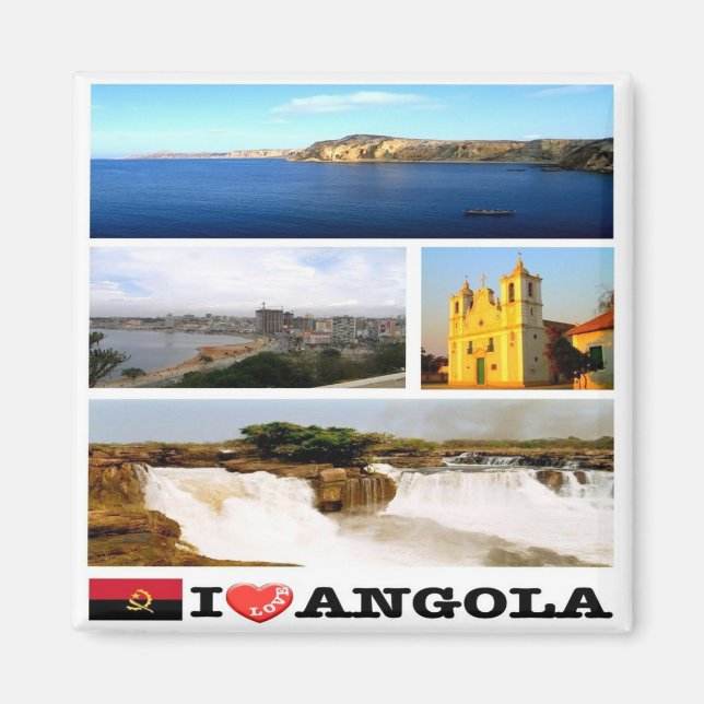 Íman zAO003 ANGOLA I AMOR, Mosaico, África, geladeira (Frente)