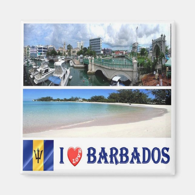Íman zBB005 BARBADOS I Love, Mosaic, Bridgetown, Fridge (Frente)