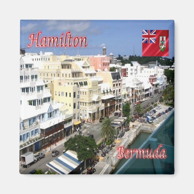 Íman zBM004 HAMILTON, Front Street, Bermudas, Fridge (Frente)