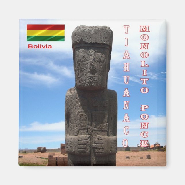 Íman zBO006 TIAHUANACO, Ponce Monolith, Bolívia, Fridge (Frente)
