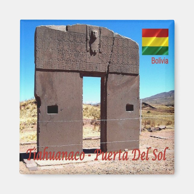 Íman zBO012 TIAHUANACO, Sun Door, Bolívia, Fridge (Frente)