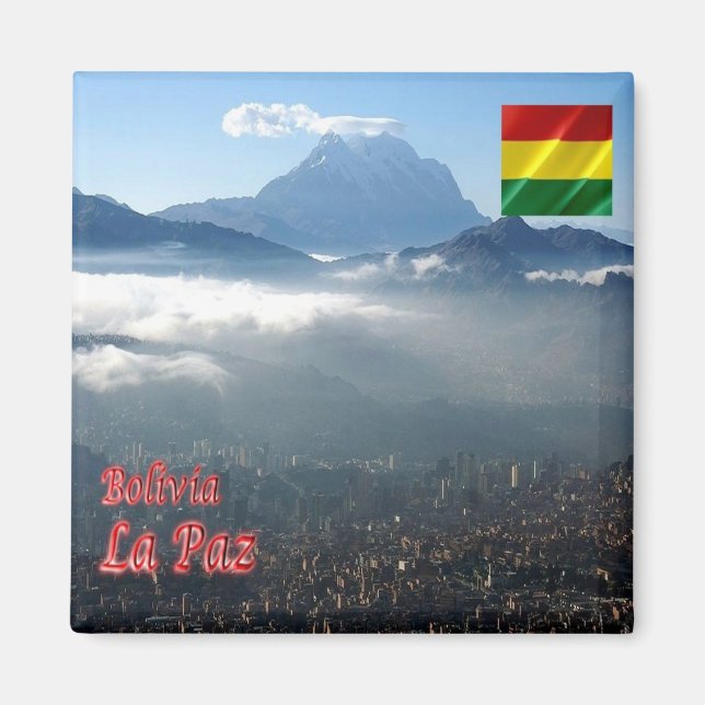 Íman zBO019 LA PAZ, Amaneciendo, Bolívia, Fridge (Frente)