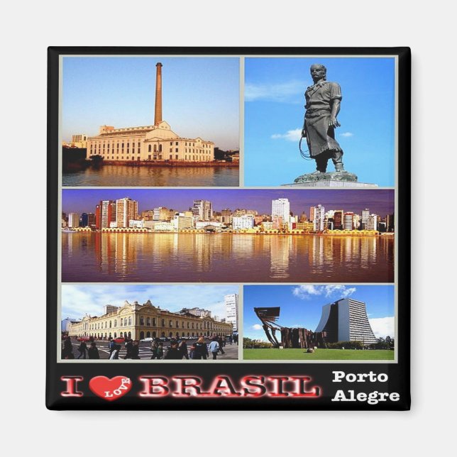 Íman zBR029 BRASIL I Love, Porto Alegre, Mosaico, Fridg (Frente)