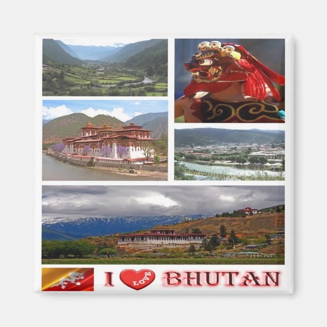 Íman zBT007 I Love BHUTAN, Asia, Fridge (Frente)