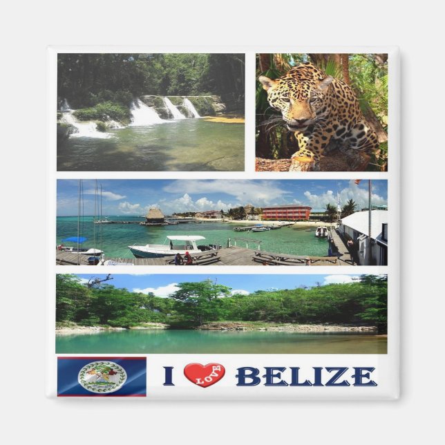 Íman zBZ004 BELIZE I Love, Mosaic, America, Fridge (Frente)
