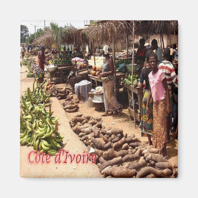 Íman zCI007 IVORY COAST, mercado tradicional, Fridge (Frente)