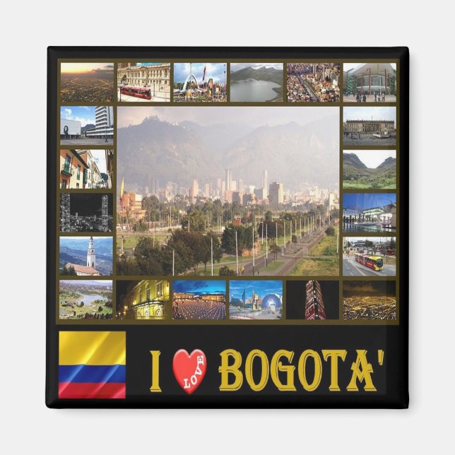Íman zCO004 BOGOTA' I Love, Mosaic, America, Fridge (Frente)