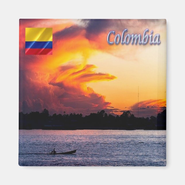 Íman zCO009 COLOMBIA, Sunset on the Amazon, Fridge (Frente)