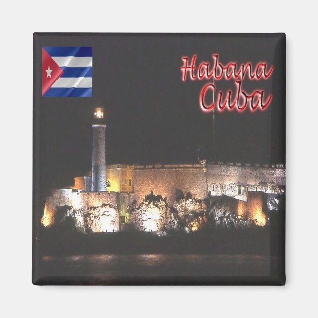 Íman zCU007 HAVANA, farol, Cuba, América, frigorífico (Frente)