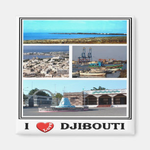 Íman zDJ007 DJIBOUTI I Love, Mosaico, África, geladeira