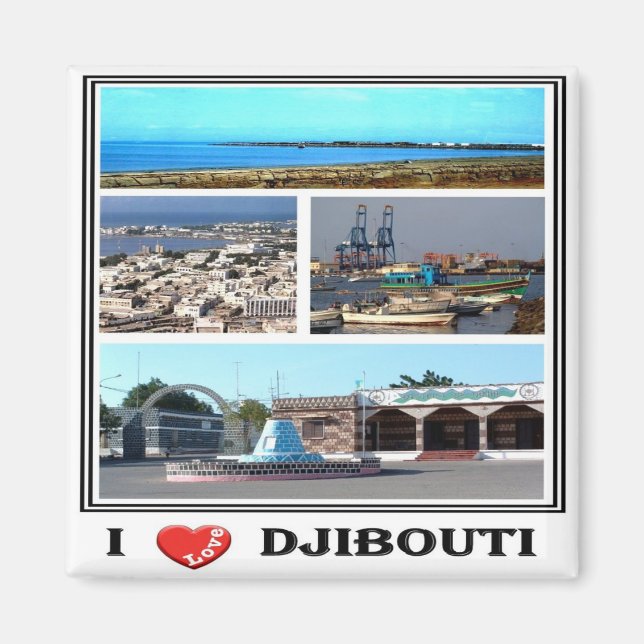 Íman zDJ007 DJIBOUTI I Love, Mosaico, África, geladeira (Frente)