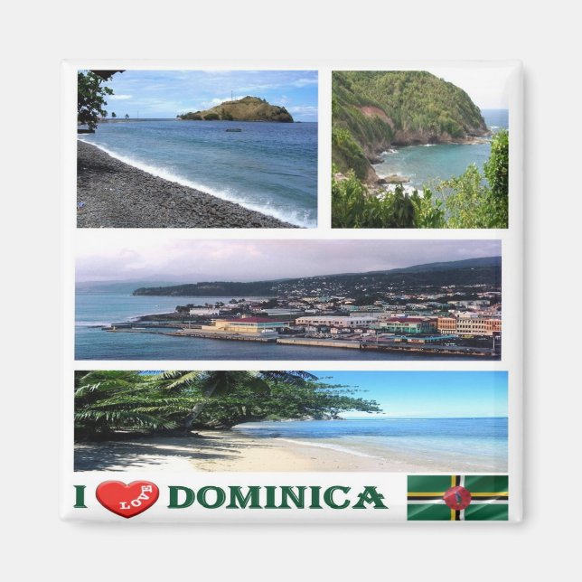 Íman zDM003 DOMINICA I Love, Mosaic, America, Fridge (Frente)