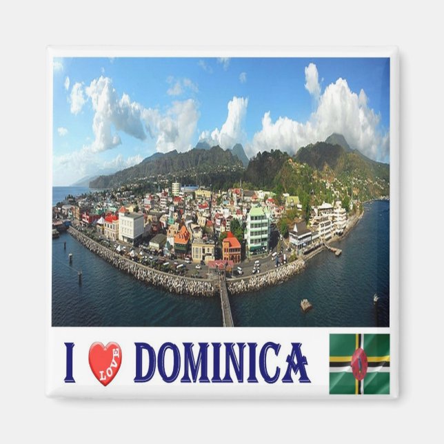 Íman ZDM008 DOMINICA, I Love, Roseau Wide, Fridge (Frente)