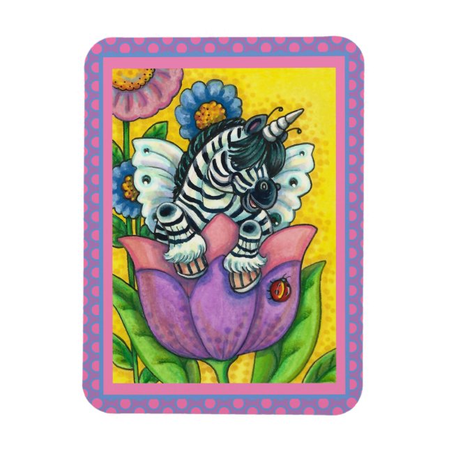Íman ZEBO WHIMSYNICKER, ZEBRA UNICORN Fantasy (Vertical)