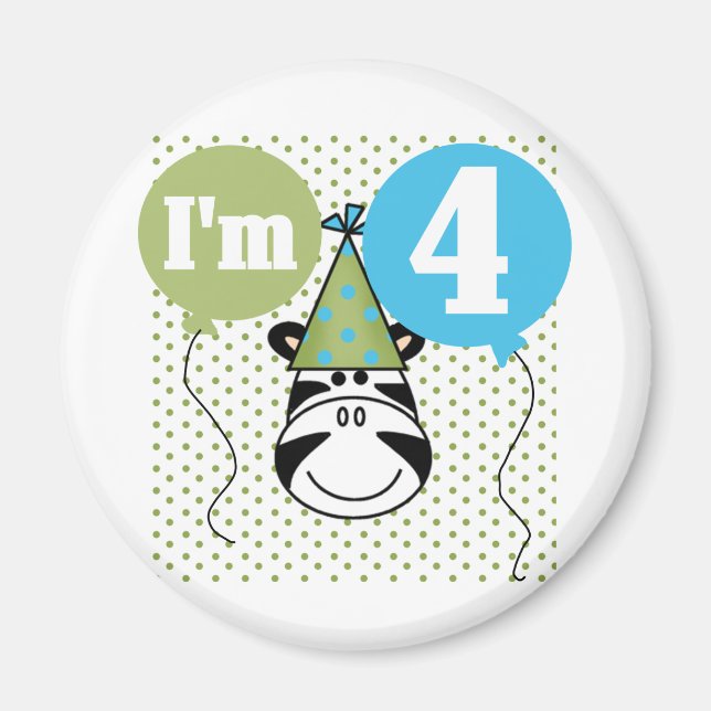 Íman Zebra 4º Aniversário T-shirts e presentes (Frente)