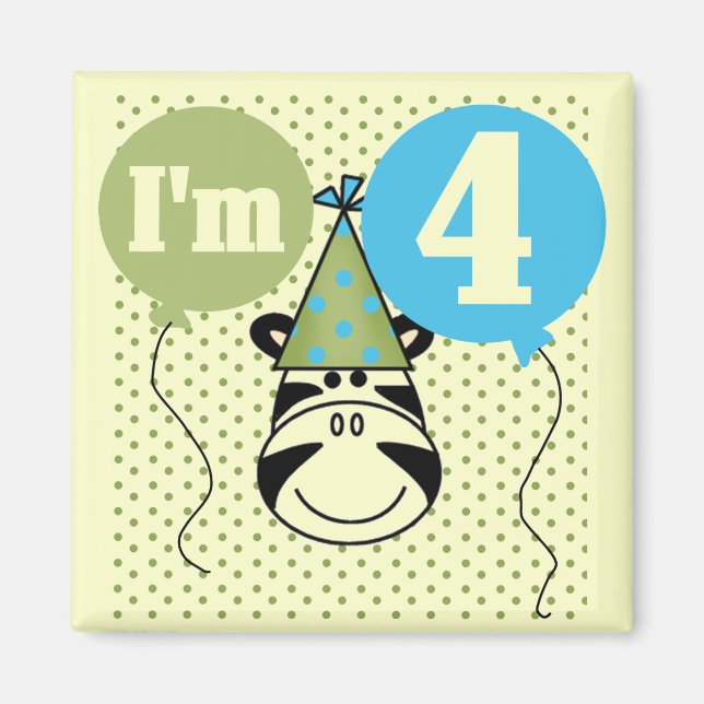 Íman Zebra 4º Aniversário T-shirts e presentes (Frente)