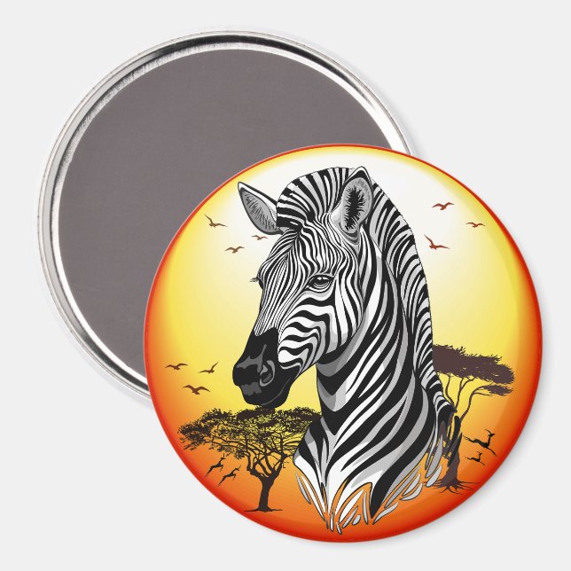 Íman Zebra African Savanna Wild Animal (Front/Back)