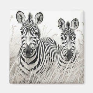 Íman Zebra Animal Discovery Wild Nature Sketch Art