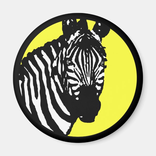 Íman zebra. círculo personalizável de cor. (Frente)