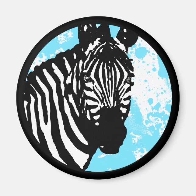 Íman zebra. círculo personalizável de cor. (Frente)