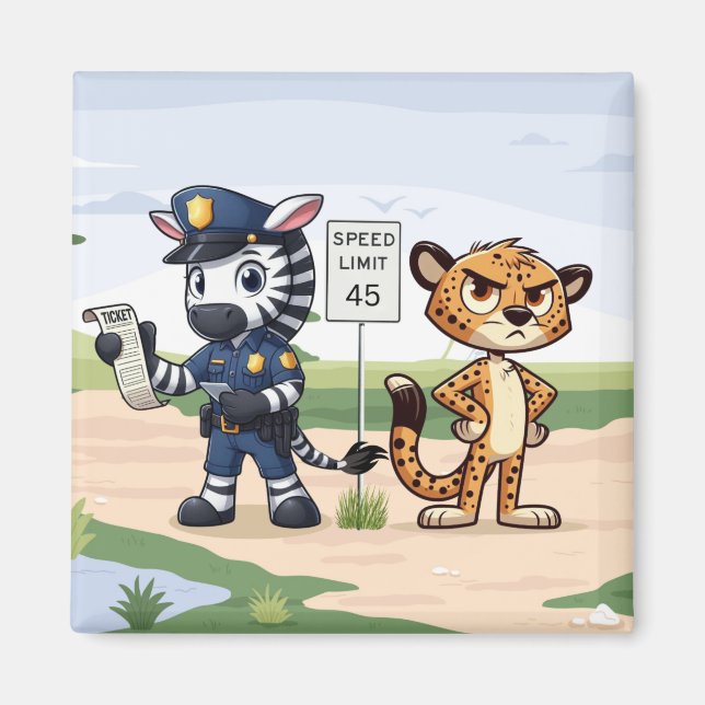 Íman zebra e leopardo policiais fofos (Frente)