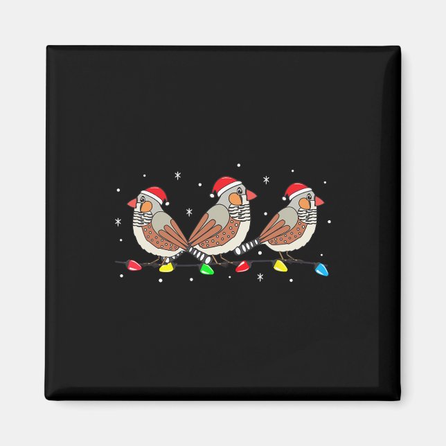 Íman Zebra Finch Pássaro Natal Luzes Engraçadas Pet Xma (Frente)