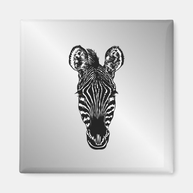 Íman Zebra Head em Silver (Frente)