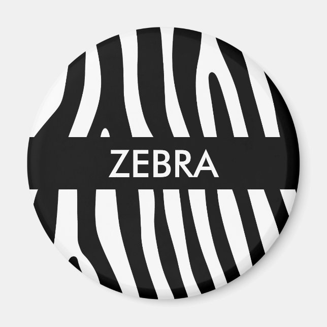 Íman Zebra listra padrão preto & branco + suas ideias (Frente)