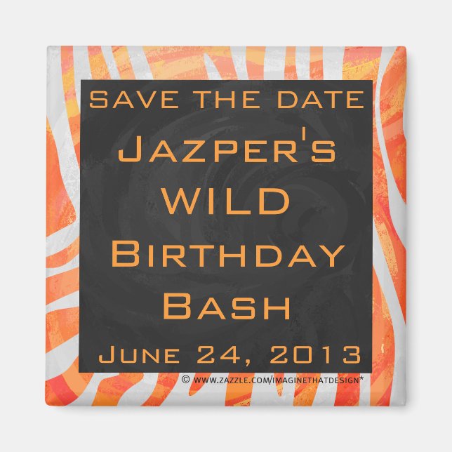 Íman Zebra Monograma Laranja e Branco (Frente)