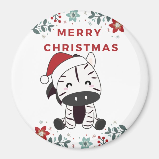 Íman Zebra Natal Zebras Invernos Magnet (Frente)