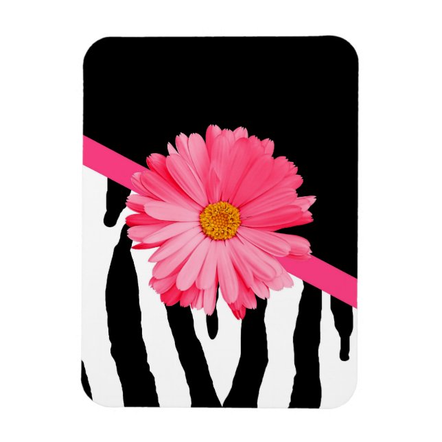 Íman Zebra Pattern Girly Pink Daisy (Vertical)