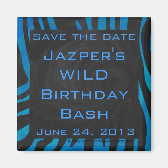 Íman Zebra Preta e Azul com Monograma (Frente)