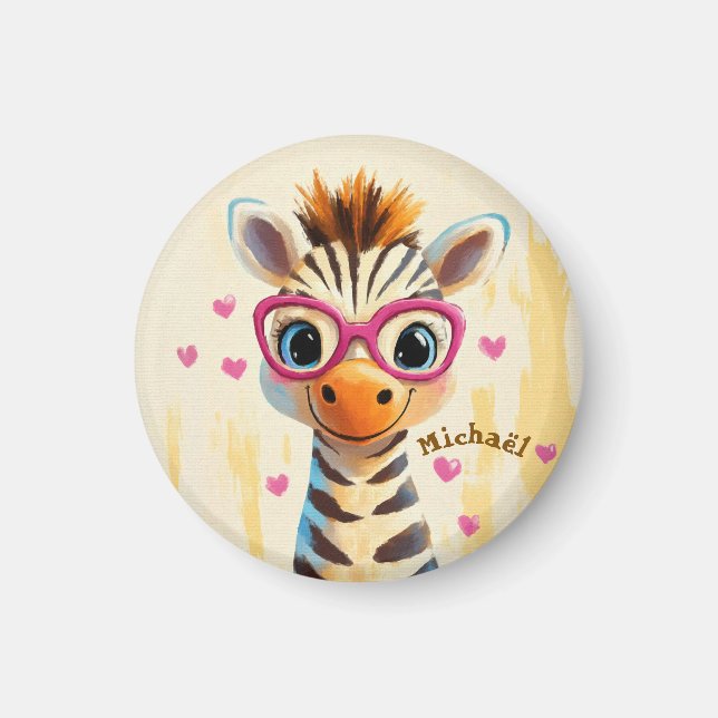 Íman Zebra Valentine's Day Heart Badge - Kids School  (Frente)