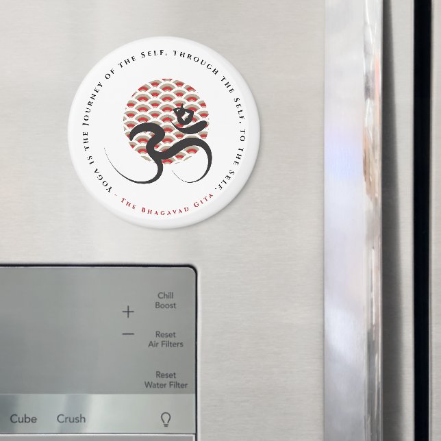 Íman Zen Asian Red Sun Yoga Moderna Caligrafia Om Aum (In Situ (Fridge))