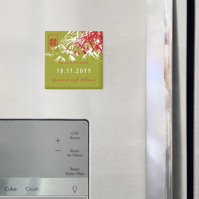 Íman Zen Bamboo Deixa Casamento Chinês Salvar A Data (In Situ (Fridge))