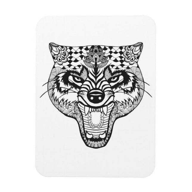 Íman Zentangle inspirou o lobo (Vertical)