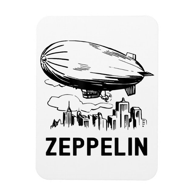 Íman Zeppelin Retro Vintage - Esboço de Dirigível (Vertical)