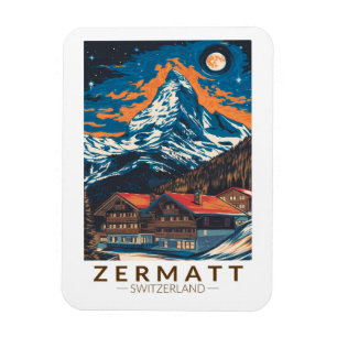 Íman Zermatt Suiça Matterhorn Art Vintage
