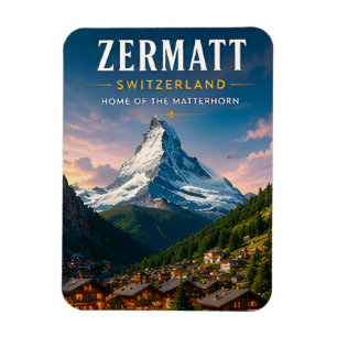 Íman 🏔️ Zermatt Suíça Matterhorn Viagem Decoração ❄️