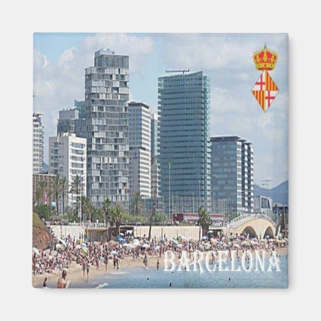 Íman zES042 BARCELONA, The Beach, Espanha, Fridge (Frente)