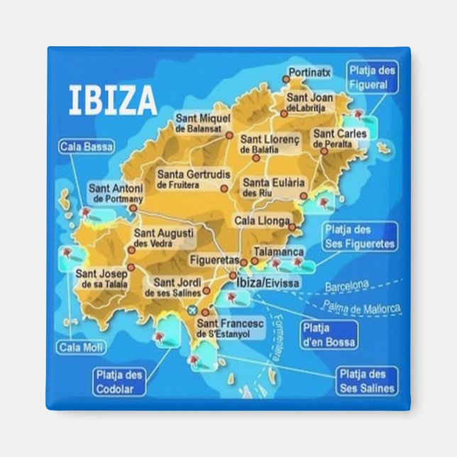 Íman zES053 EIVISSA, Mapa, Geladeira (Frente)
