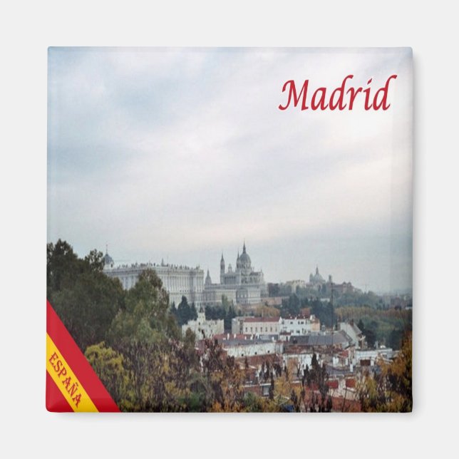 Íman zES095 MADRID, panorama, Espanha, geladeira (Frente)
