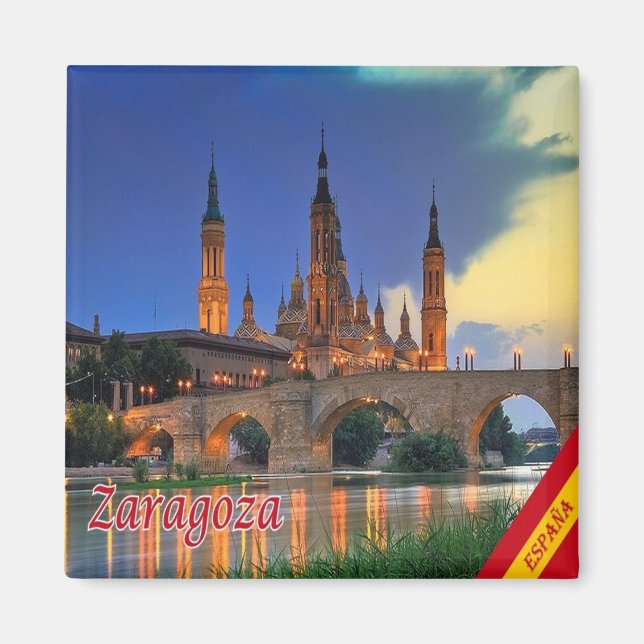 Íman zES150 ZARAGOZA panorama, Espanha, geladeira (Frente)