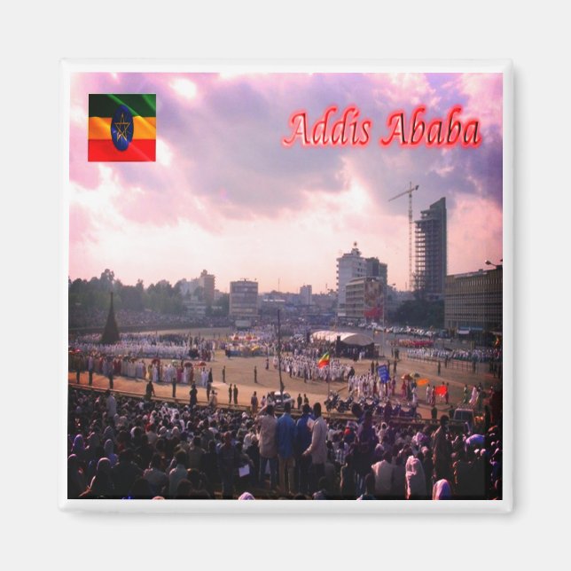 Íman zET005 ADDIS ABABABA, Praça Meskal, Etiópia, Fecho (Frente)