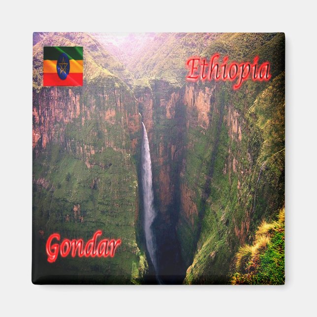 Íman zET011 GONDAR, Waterfall, Etiópia, África, Fridge (Frente)