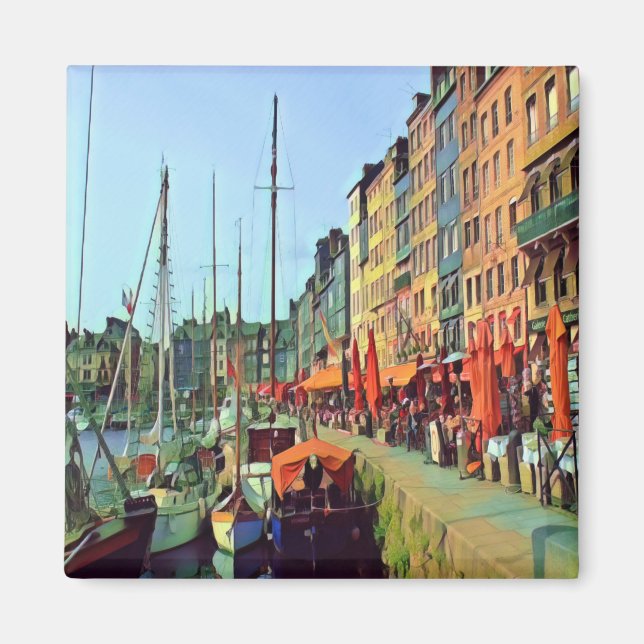 Íman zFR014 HONFLEUR, vista de ancoragem, França, Fridg (Frente)